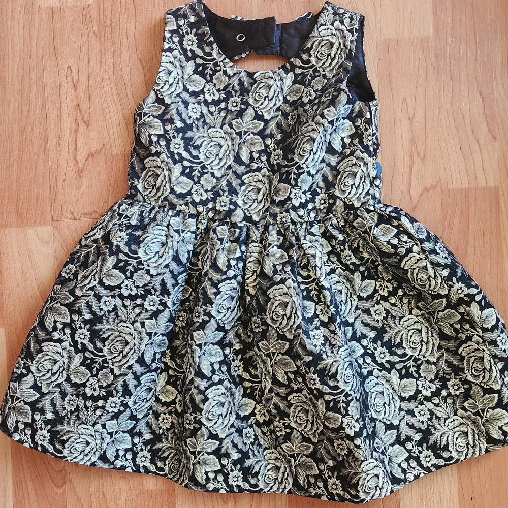 The Children's Place Black and Gold Floral Party Dress
